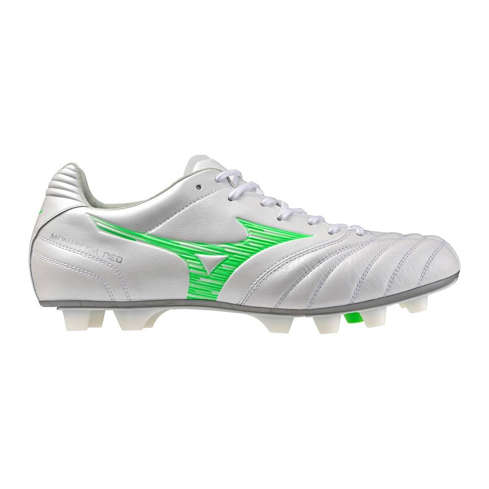 Mizuno Morelia Neo III ホワイト/グリーン Mizuno Morelia Neo 3 Japan FG Soccer Cleats - White/Green Colorway